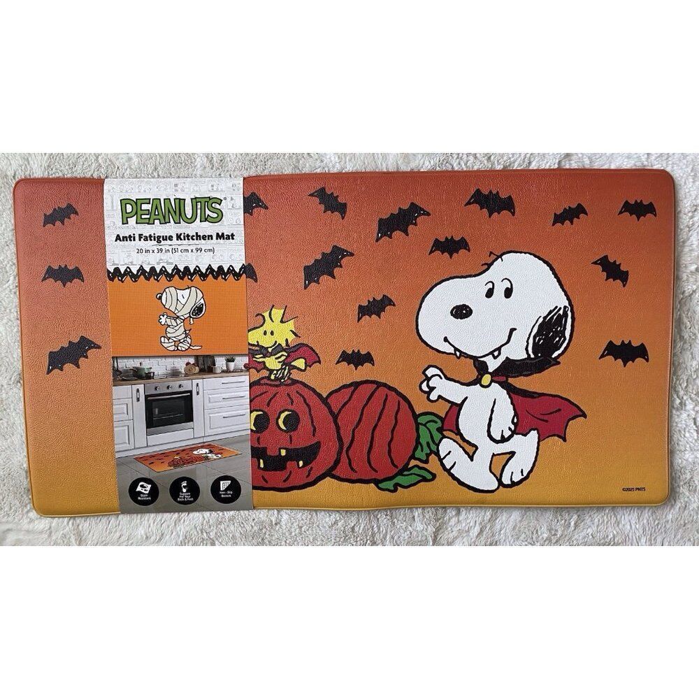 PEANUTS Snoopy Vampire XL Anti-Fatigue Kitchen Mat 20” X 39” Halloween Bats NEW‎